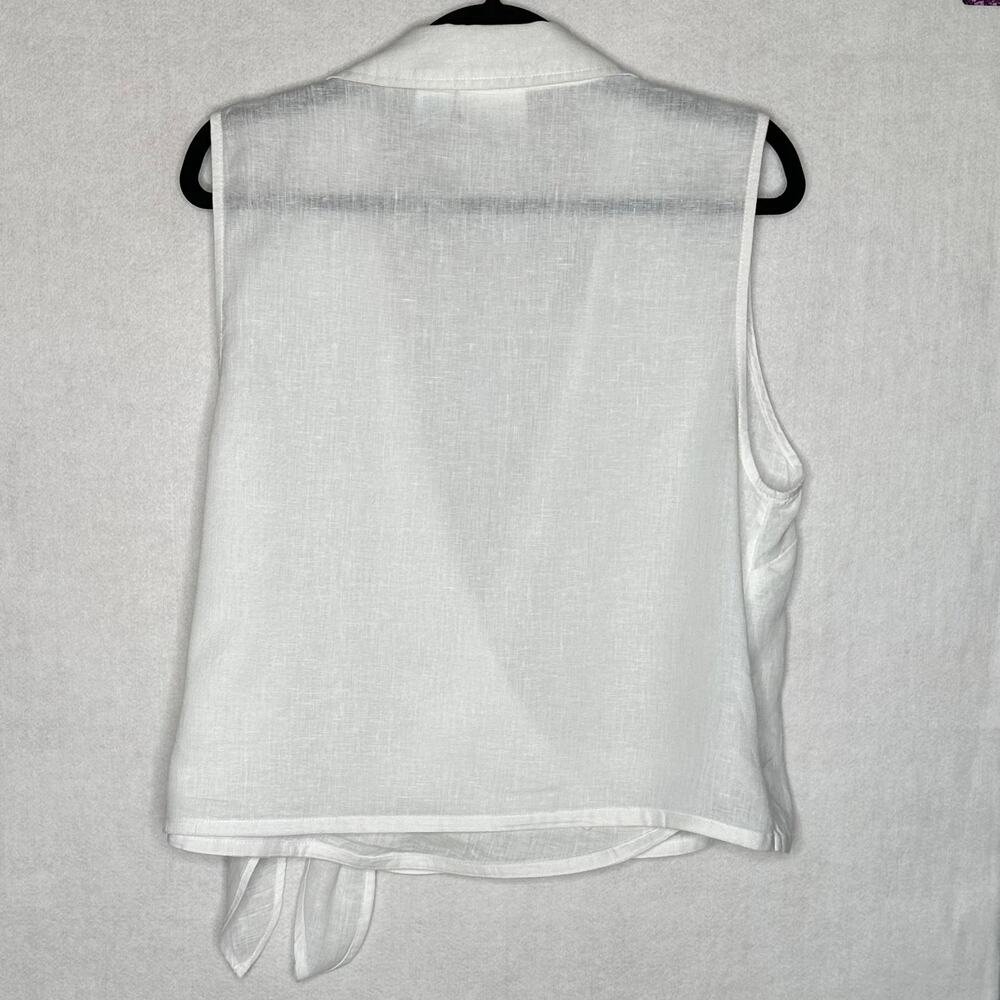 NWT Cynthia Rowley White Linen Sleeveless Wrap Tie Blouse – Size XL - Picture 6 of 9